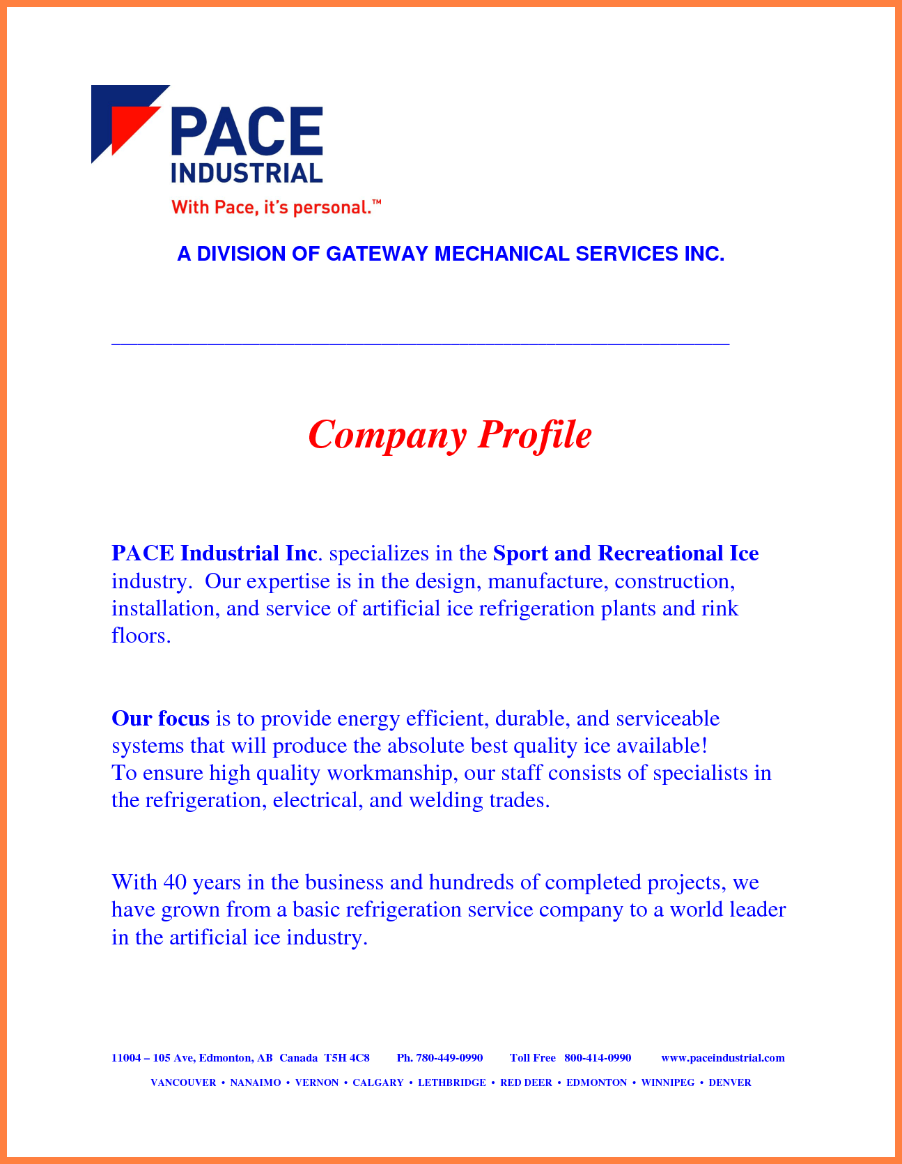 Company profile sample format